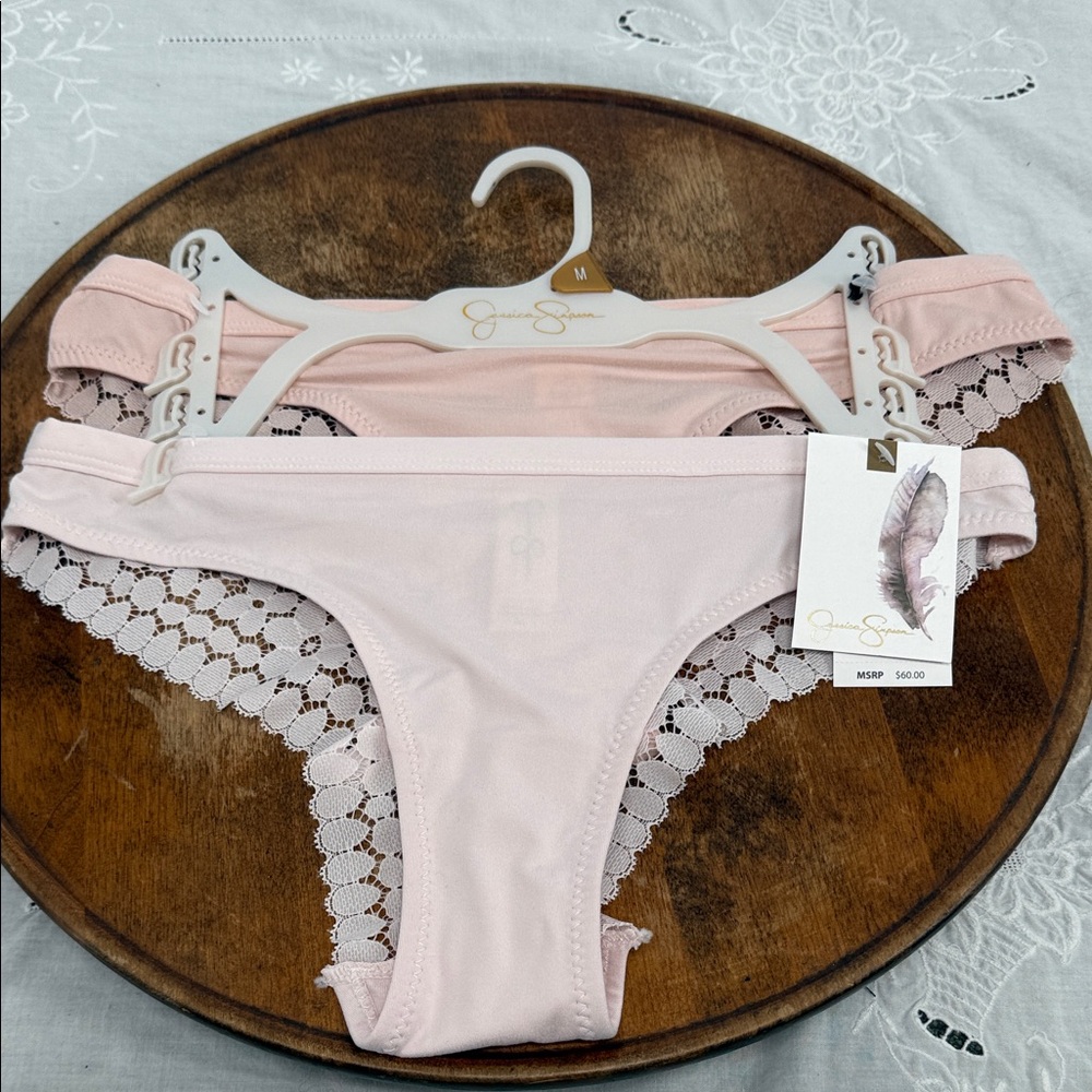 Jessica Simpson Underwear 2 Pairs Wm Medium Blush Pink Lace Panties NEW